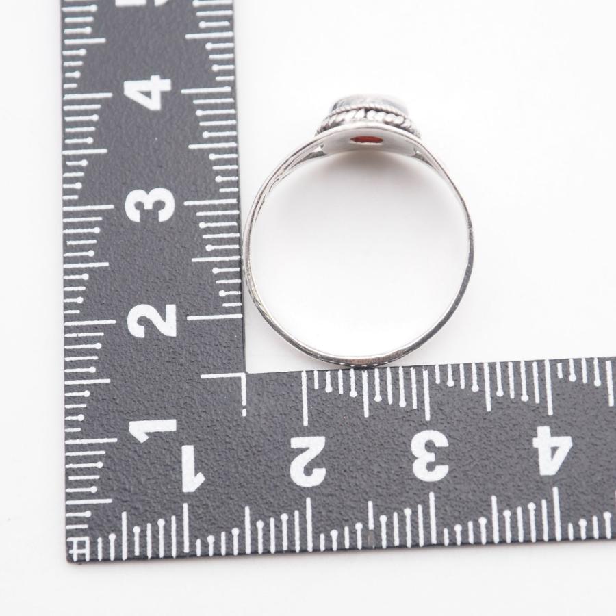 Q953 ガーネット リング 透かし彫り デザイン シルバー 指輪 1月誕生石