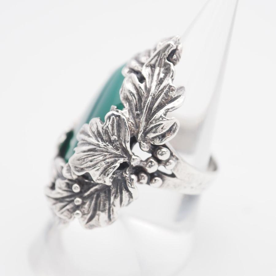 R559 グリーンアゲート 緑瑪瑙 メノウ SILVER刻印 リング 大ぶり
