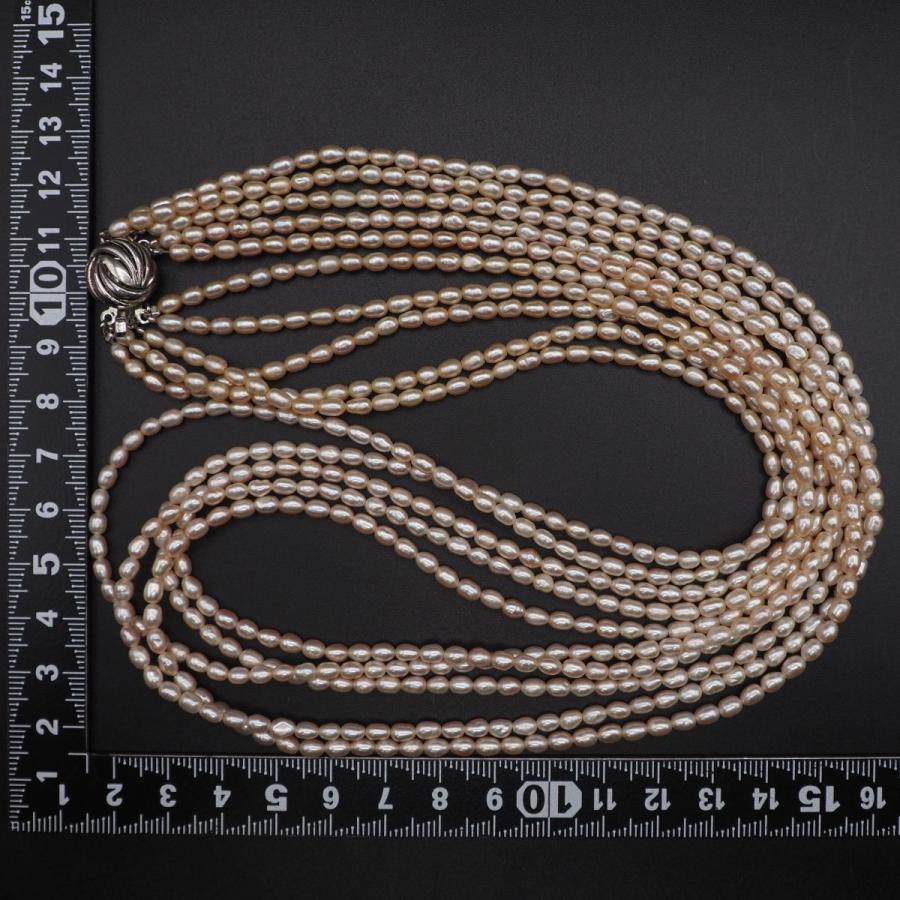 R964 淡水真珠 パール SILVER刻印 ネックレス 5連 デザイン シルバー 6月誕生石_9