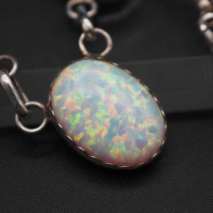 S609 オパール ターコイズ トルコ石 STERLING 925刻印 ネックレス 