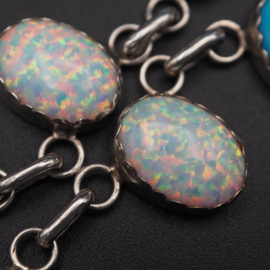 S609 オパール ターコイズ トルコ石 STERLING 925刻印 ネックレス