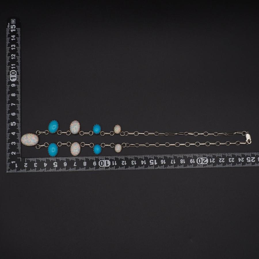 S609 オパール ターコイズ トルコ石 STERLING 925刻印 ネックレス 