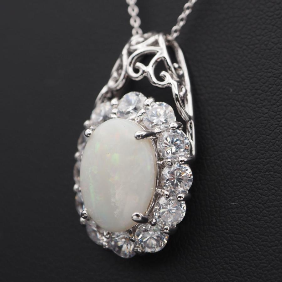V412 オパール 3.19ct SILVER刻印 ペンダント トップ ダイヤモンド風 