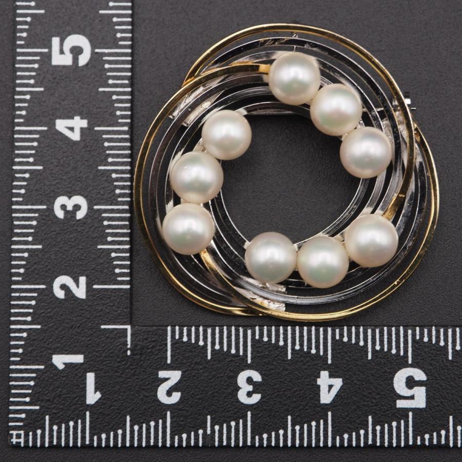 極美品✨ パール　ブローチ　20粒　照り強　マルチカラー　真珠　シルバー刻印 V569 本真珠 6.3mm9珠 パール SILVER刻印 ブローチ ゴールドカラー