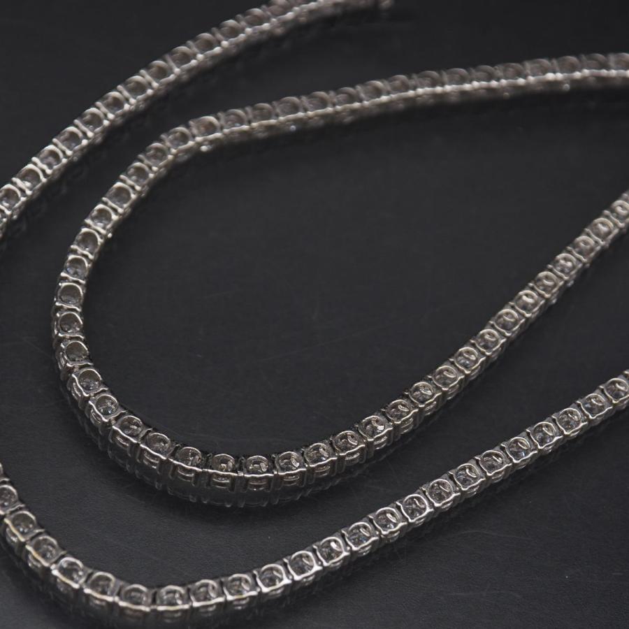 V915 ダイヤモンド風 SILVER925刻印 テニス ネックレス デザイン 