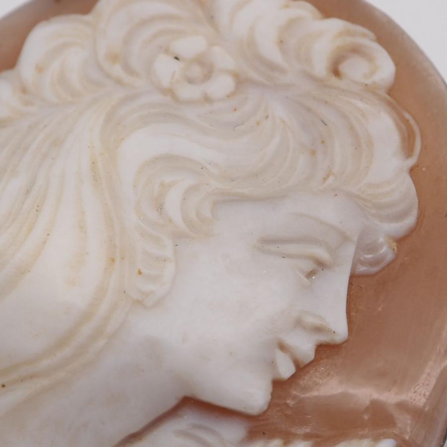 【作家物】Patricia Parlati シェルカメオ 二人像 ヴィンテージ W061 シェルカメオ 作家サイン有 SILVER刻印 ブローチ 女性横顔