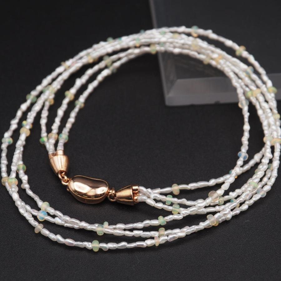 W125 ケシパール 1.5-2mm 芥子 真珠 オパール SILVER刻印 ネックレス 3 