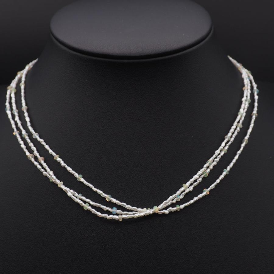 W125 ケシパール 1.5-2mm 芥子 真珠 オパール SILVER刻印 ネックレス 3 