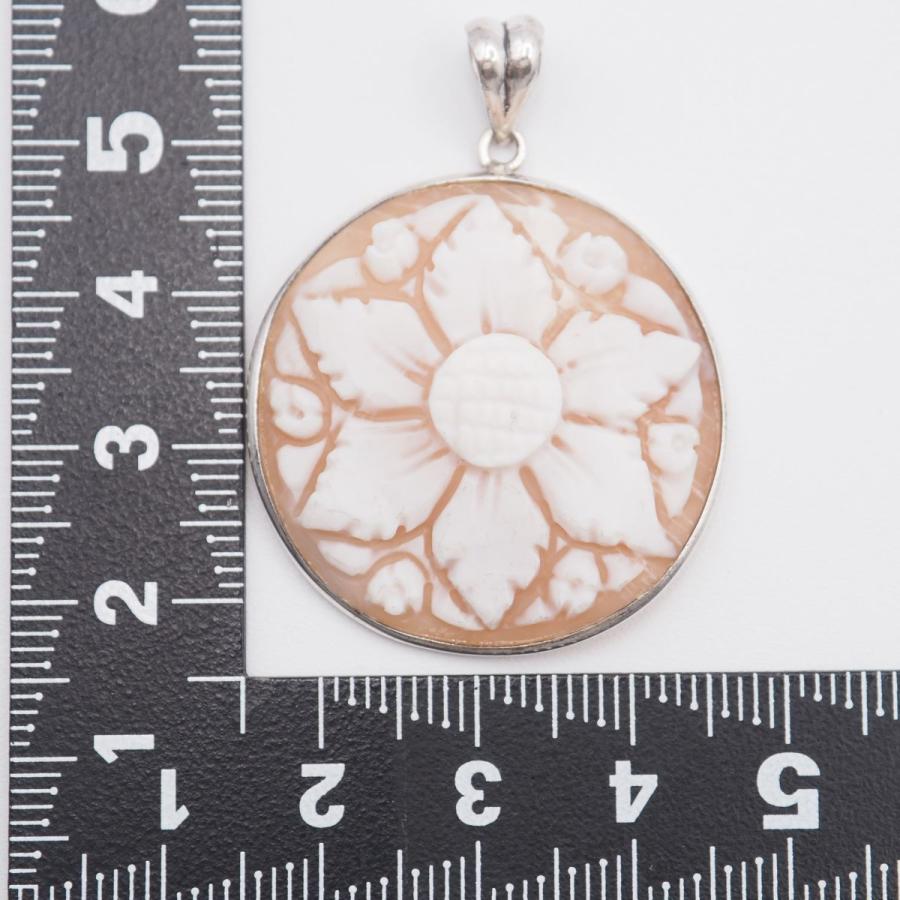 W954 シェルカメオ ITALY 925刻印 ペンダント トップ 花 フラワー 