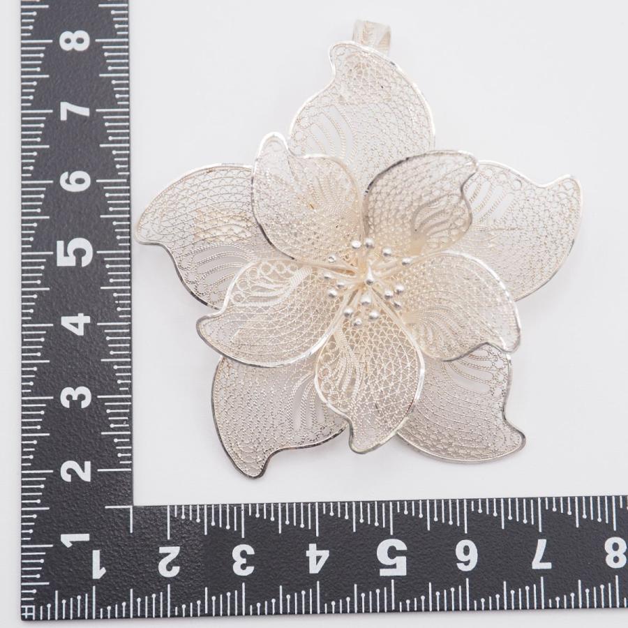 W983 ヴィンテージ 925刻印 ブローチ 花 フラワー 銀線細工