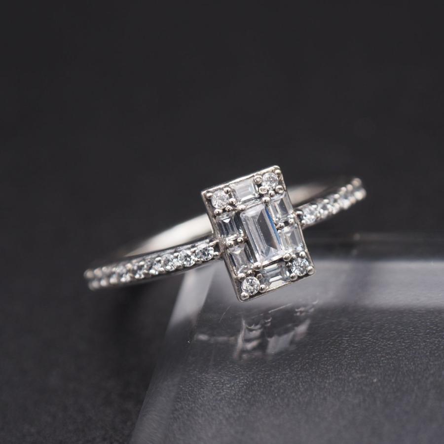 X546 PANDORA パンドラ S925 ALE刻印 リング ダイヤモンド風 ハーフ 