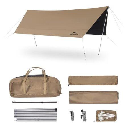 【美品】Naturehike タープ ベージュ ポール・ペグ付き NatureHike（ネイチャーハイク） 【平行輸入品】Naturehike キャンプ