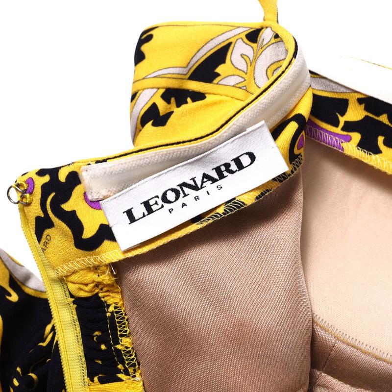 美品 LEONARD レオナール ドレス サイズ38 マキシ ロング ワンピース 総柄 花柄 シルクプリント_3