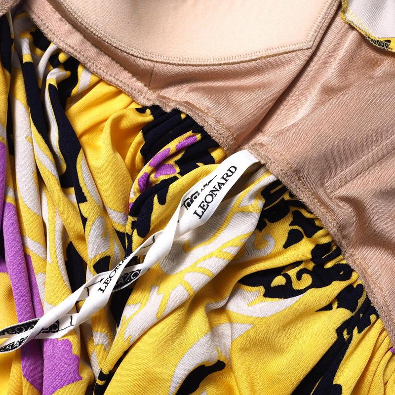 美品 LEONARD レオナール ドレス サイズ38 マキシ ロング ワンピース 総柄 花柄 シルクプリント_4