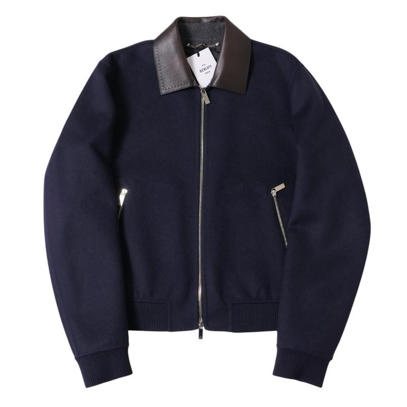 ■未使用品■Berluti ベルルッティ ブルゾン サイズR48 ウール×カシミヤ ダブルフェイス 襟レザー ダブルジップアップ ジャケット イタリア製 20241219/RA2528 Berluti（ベルルッティ） 【プライスダウン】未使用 ブルゾン サイズ