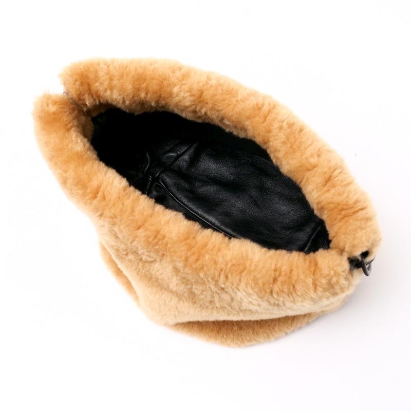美品 JIL SANDER ジルサンダー ドローストリング バッグ ショルダーバッグ ファーバッグ 巾着バッグ 鞄 ムートン レザー