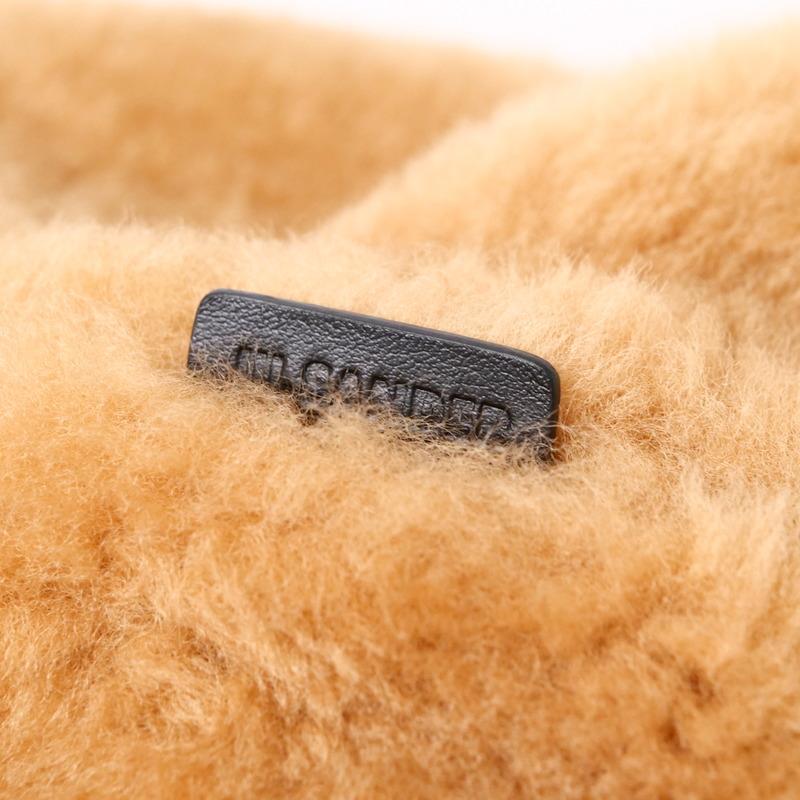 美品 JIL SANDER ジルサンダー ドローストリング バッグ ショルダーバッグ ファーバッグ 巾着バッグ 鞄 ムートン レザー