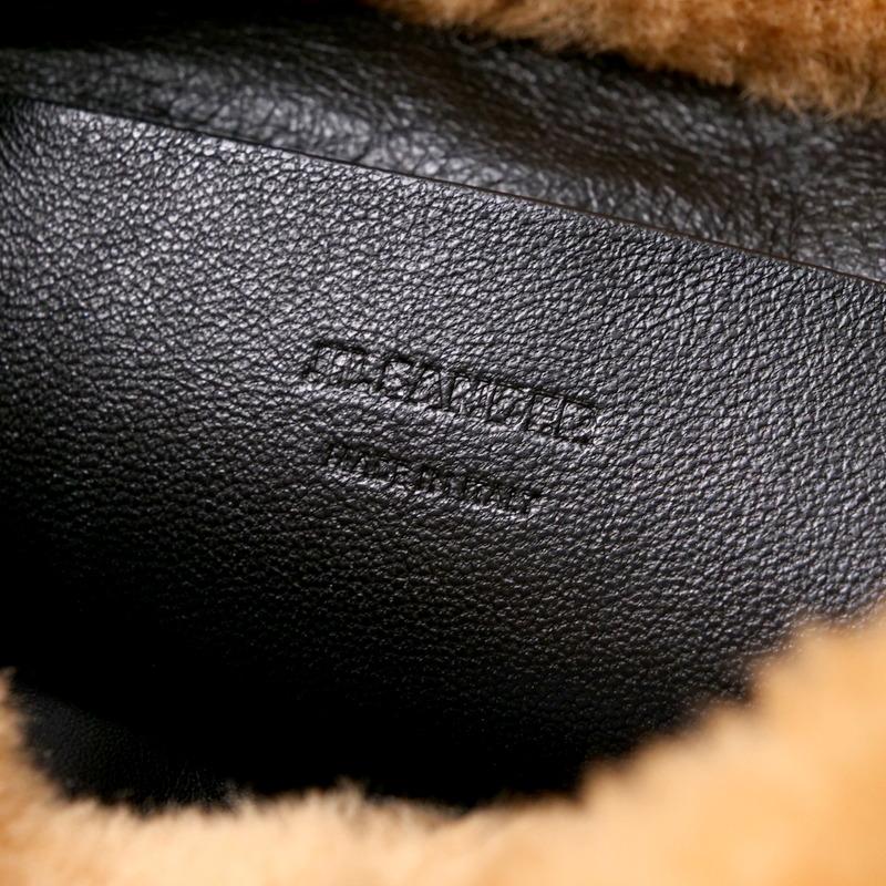 美品 JIL SANDER ジルサンダー ドローストリング バッグ ショルダーバッグ ファーバッグ 巾着バッグ 鞄 ムートン レザー