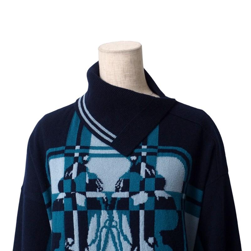 美品 2023年製■HERMES エルメス ワンピース サイズ40 BRIDES de GALA Tartan ブリッド ドゥ ガラ タータン 総カシミヤ ニットワンピース