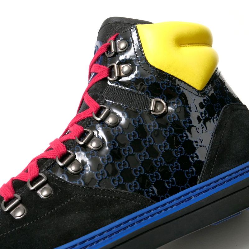 GUCCI グッチ ハイカットスニーカー 靴 シューズ スニーカー GUCCI 391499 / グッチ GGシマレザー 牛革 ピンク ハイカット