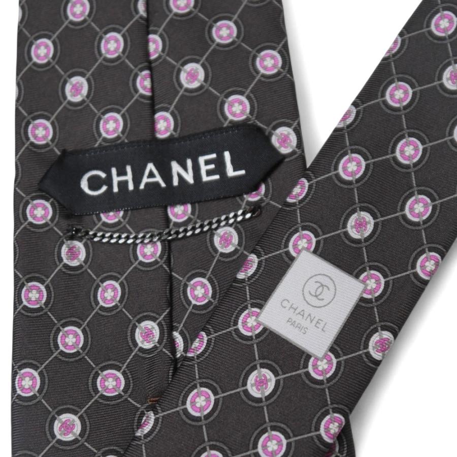 CHANEL □美品□CHANEL シャネル ネクタイ CC ココマーク ドット 総柄  
