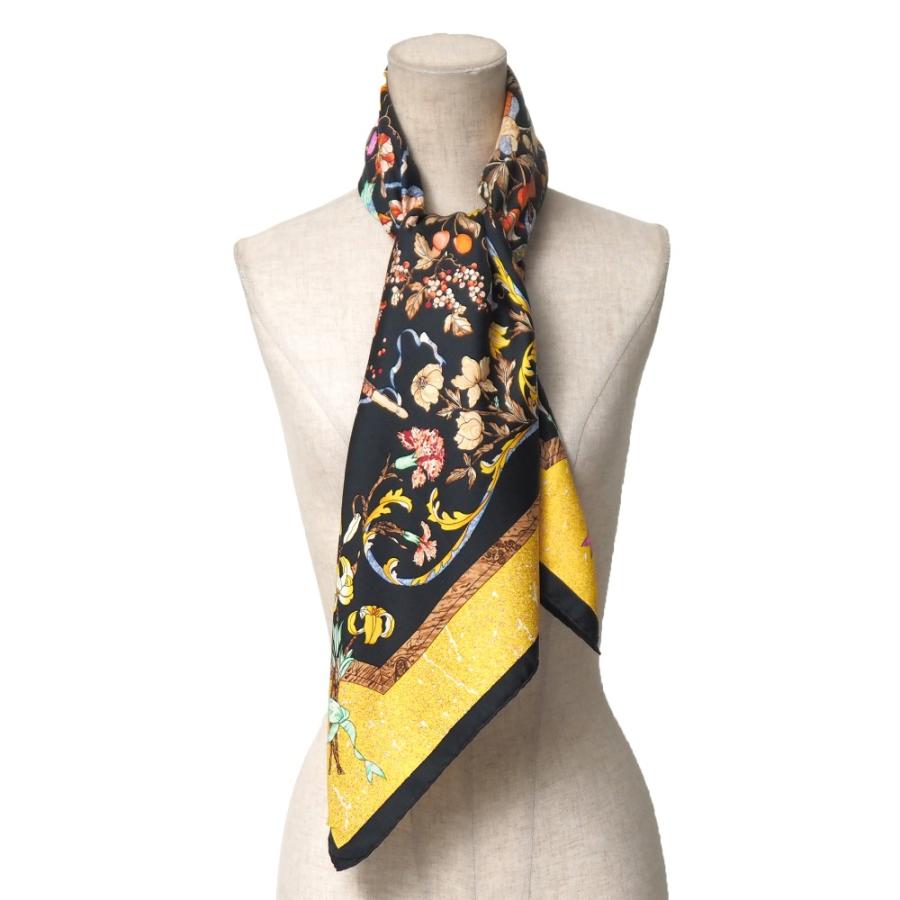 美品 HERMES エルメス カレ90 PIERRES D' ORIENT ET D' OCCIDENT 東洋の石と西洋の石細工 スカーフ カレ90 総シルク ツイル 花 総柄 ストール_1