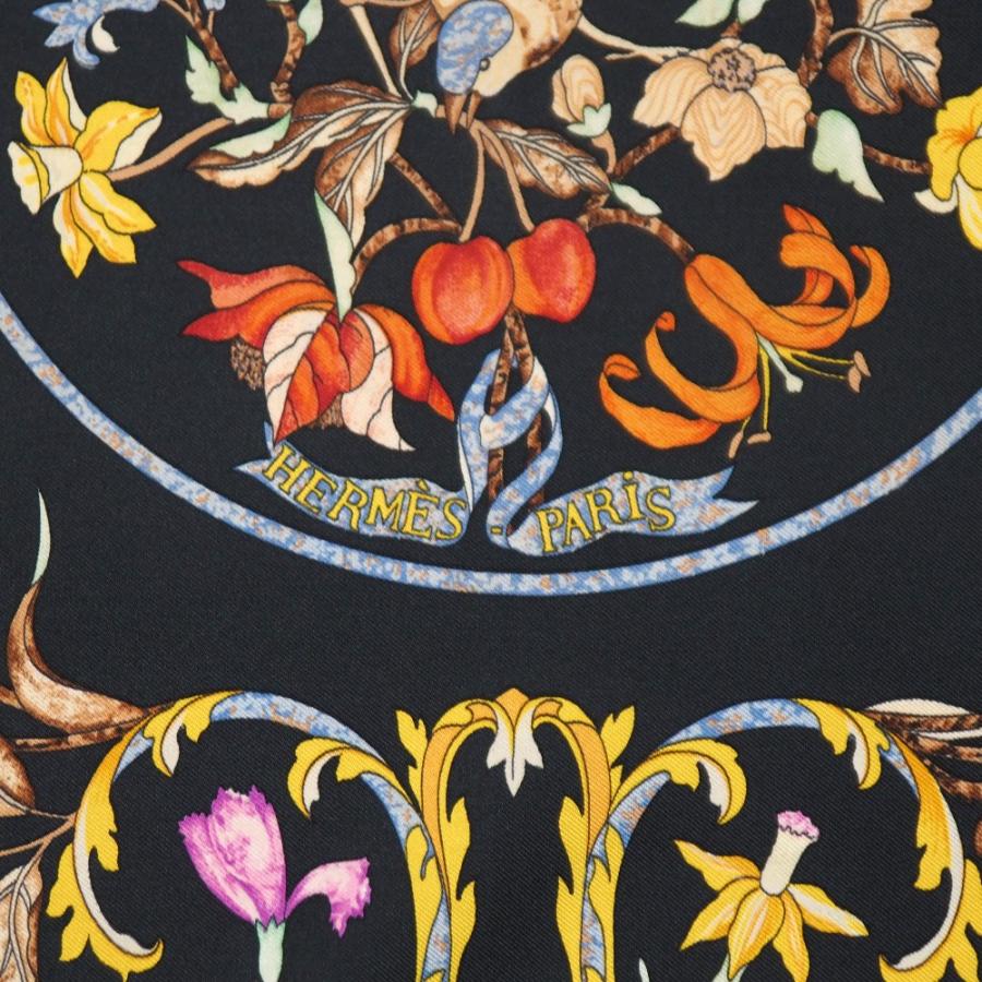 美品 HERMES エルメス カレ90 PIERRES D' ORIENT ET D' OCCIDENT 東洋の石と西洋の石細工 スカーフ カレ90 総シルク ツイル 花 総柄 ストール_2