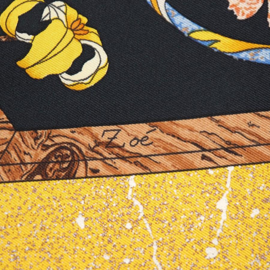 美品 HERMES エルメス カレ90 PIERRES D' ORIENT ET D' OCCIDENT 東洋の石と西洋の石細工 スカーフ カレ90 総シルク ツイル 花 総柄 ストール_5