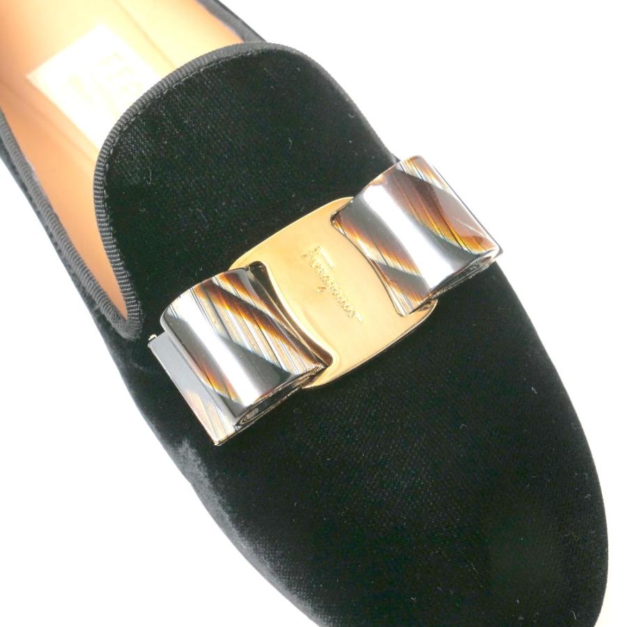 美品 Salvatore Ferragamo サルヴァトーレフェラガモ パンプス サイズ5 1/2 M ヴァラリボン ベロア_4