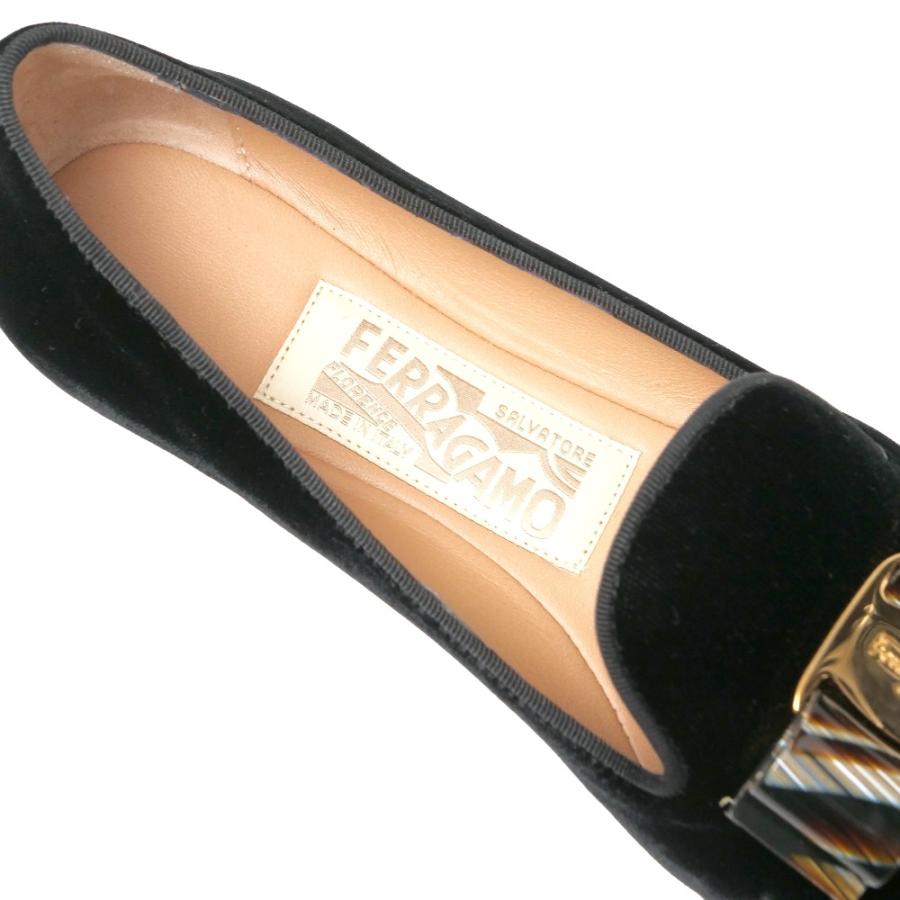 美品 Salvatore Ferragamo サルヴァトーレフェラガモ パンプス サイズ5 1/2 M ヴァラリボン ベロア_5