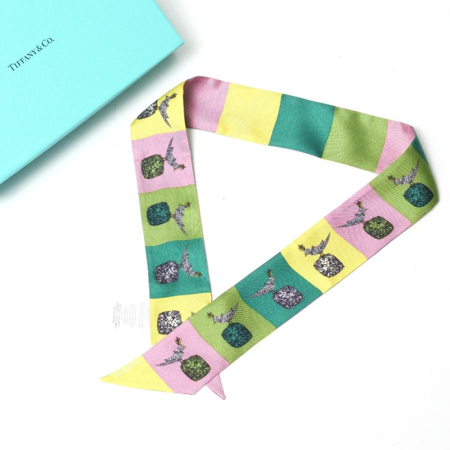 美品 TIFFANY&Co. ティファニー バード オン ア ロック リボン スカーフ スカーフ 総シルク_1