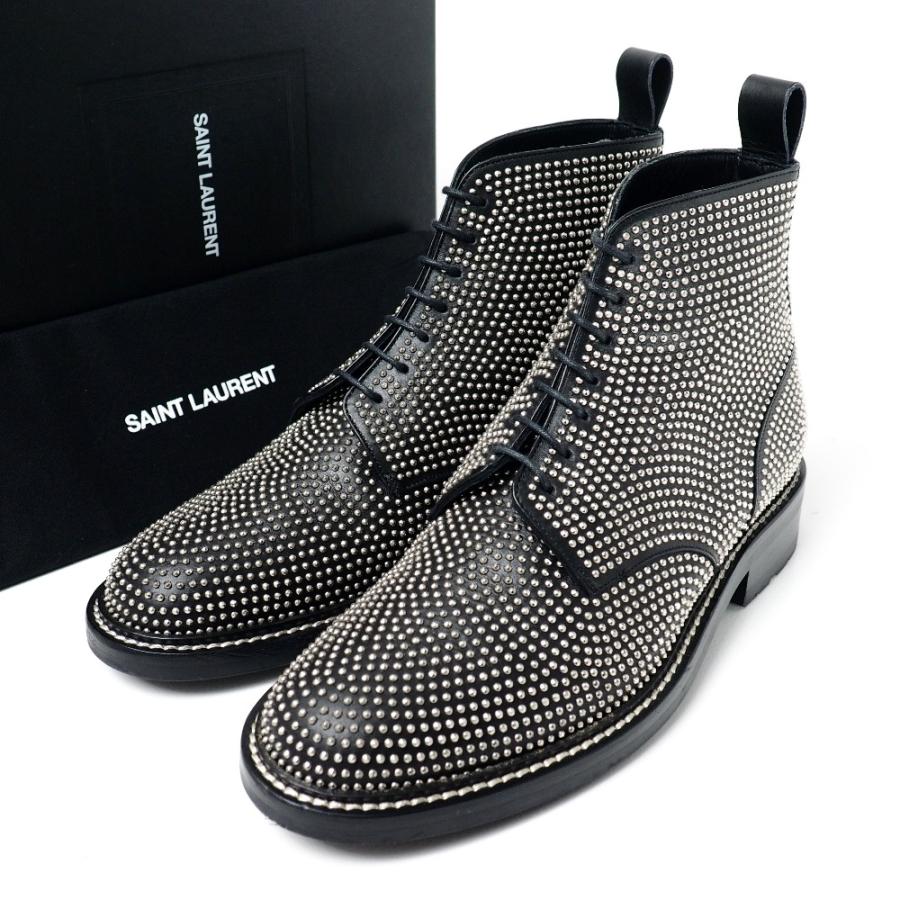 ■美品■SAINT LAURENT PARIS サンローランパリ ブーツ サイズ42 スタッズ 靴 イタリア製 ブランド古着【中古】20260401/RA8819 SAINT LAURENT 美品 PARIS サンローランパリ ブーツ サイズ42 スタッズ