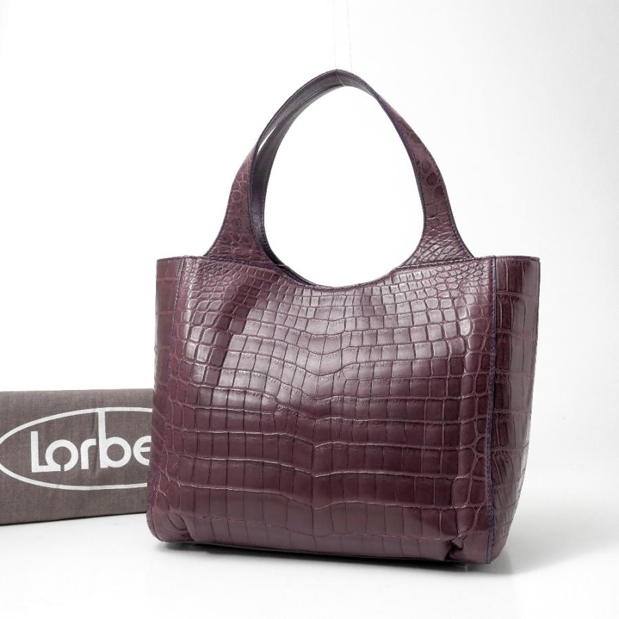 美品 Lorbeer ローベル ハンドバッグ JRA認定 クロコダイル 本ワニ革 