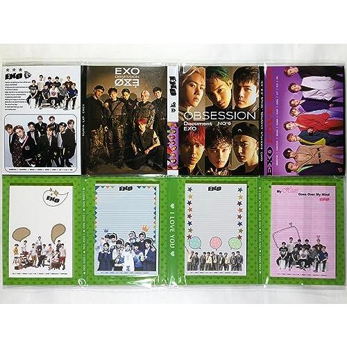 EXO エクソ グッズ ／ A4 クリアファイル + 4つ折り メモパッド (4連 