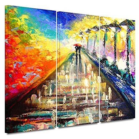 特別価格ArtWall Susi Franco 「Rainy Paris Evening」3ピースギャラリーラップキャンバスアートワーク 36x54 0fra好評販売中