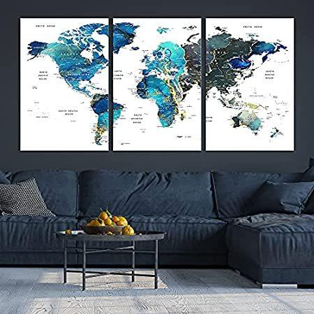 特別価格Abstract World Map Wall Art, Multipanel Large Map of World Canvas Art Print好評販売中