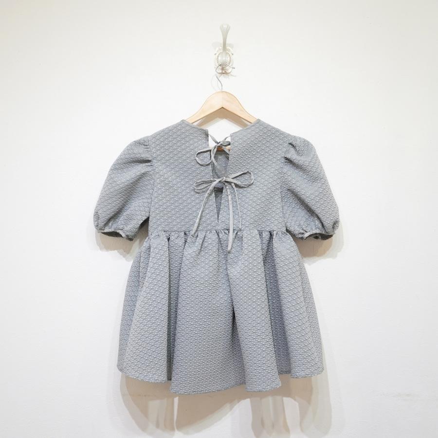 bluelea パフスリーブ ジャガードブラウス