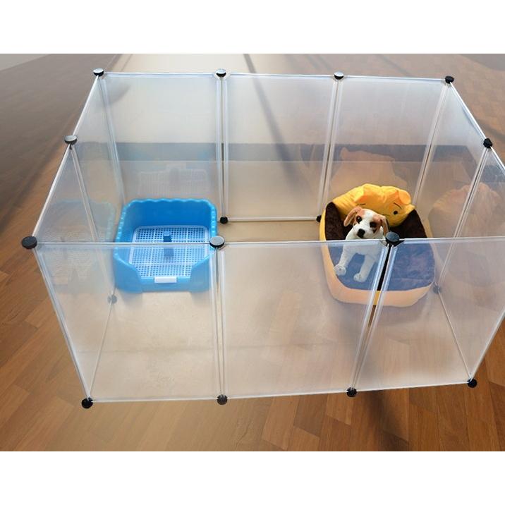 組み立て 自由 ペットフェンス 12枚セット透明パネル 12枚 靴 ペット