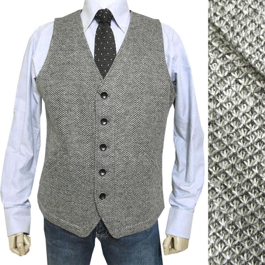 FIDATO 秋冬ポリツイードベスト Lサイズ ミディアムグレー 0003 : TRAD