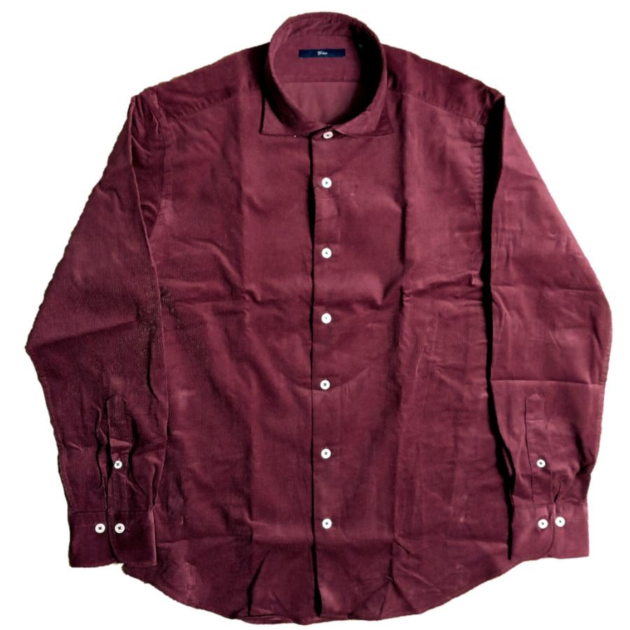 ジーステージ(G-stage) コーデュロイ カッタウェイ 長袖 シャツ 赤