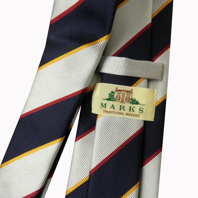 ネクタイ レジメンタル メンズ シルク ネイビー×シルバー×イエロー