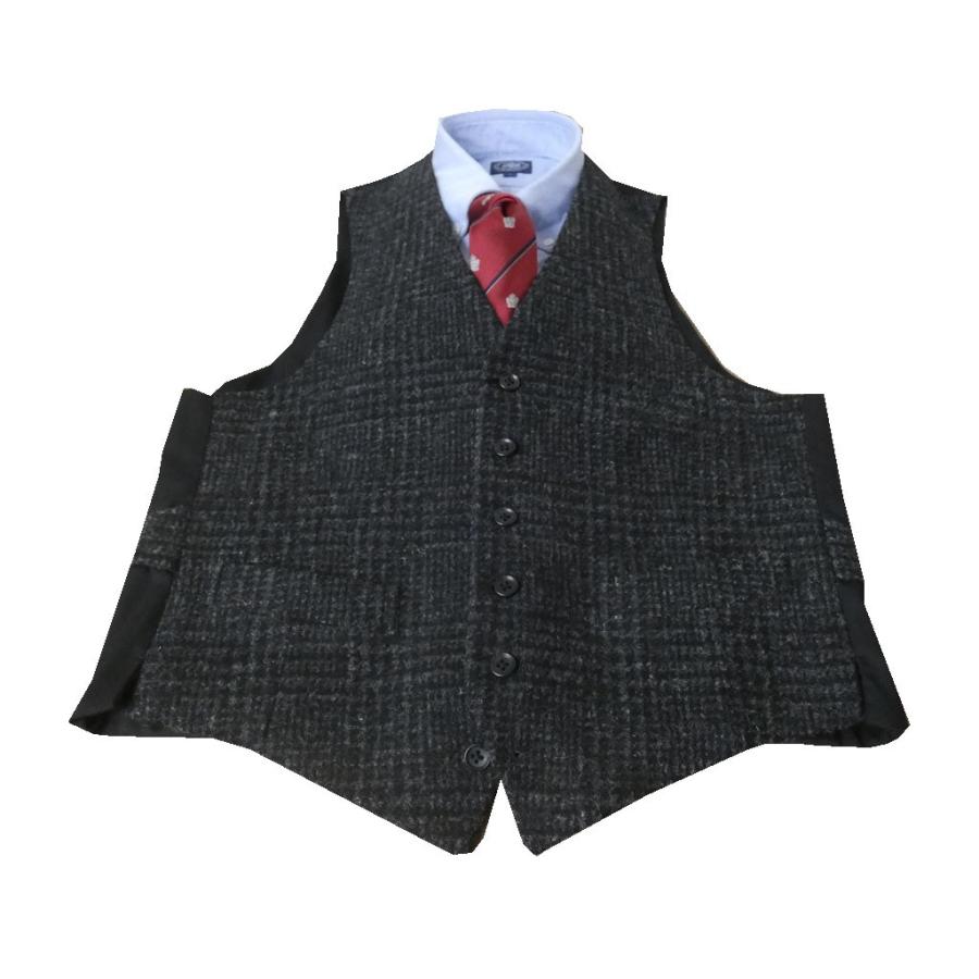ハリスツイードベスト 秋冬 メンズ前開きべスト ジレ チャコールグレー 2218 Oxbg2218deyy Trad House Fukiya 通販 Yahoo ショッピング