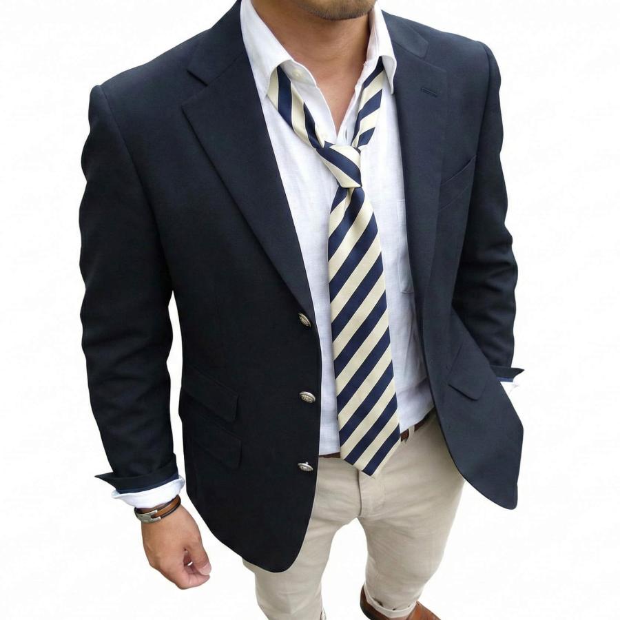 紺ブレ 紺ブレザー 春夏秋 ジャケット メンズテーラード、ブレザー 銀