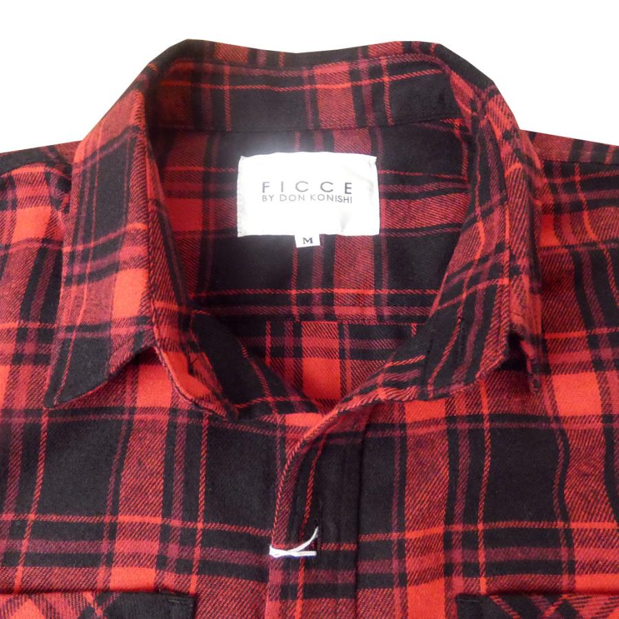 FICCEの長袖ネルシャツ 赤×黒 チェック 1964｜tradhousefukiya｜02