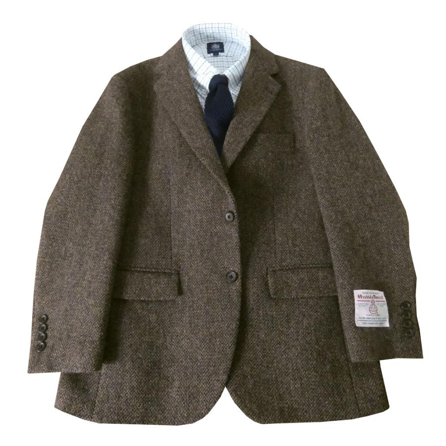 秋冬 メンズ ハリスツイード ジャケット BB4サイズ 2つボタン ブラウン