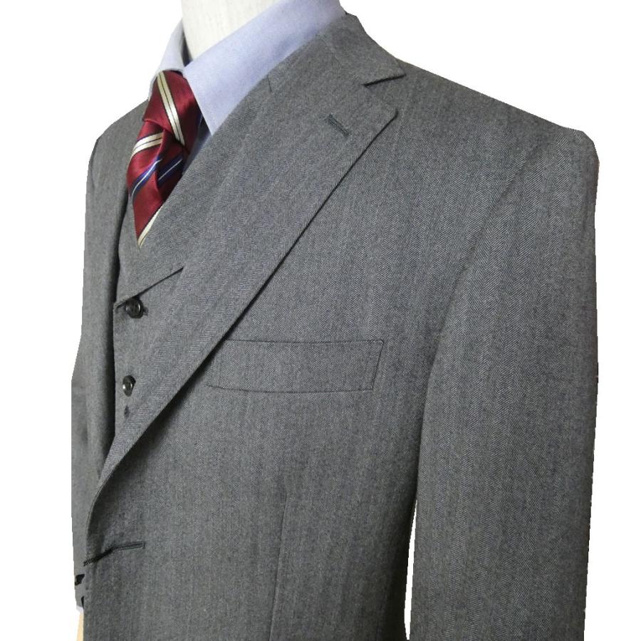 秋冬春 3ピーススーツ メンズ 段返り3つボタン ミディアムグレー ヘリンボーン 3418 Oxford Classic Woxm3418wscyy Trad House Fukiya 通販 Yahoo ショッピング