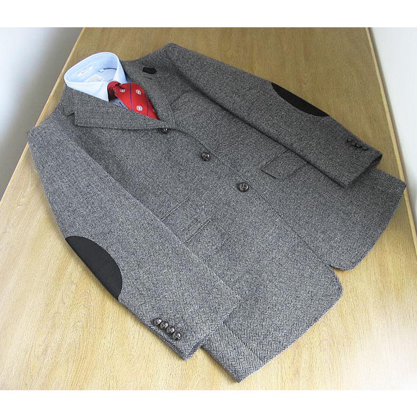 the shop TK ハリスツイード　エルボーパッチ　グレー　ヘリンボーン　L HARRIS TWEED（ハリスツイード） 秋冬 コート グレーヘリンボーン