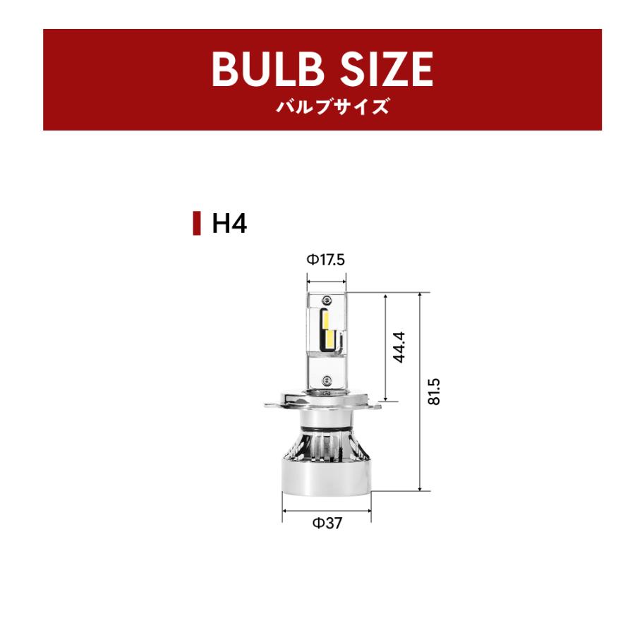 HID屋 バイク LED ヘッドライト 49600cd(カンデラ) 1灯 H4Hi Lo 6500K