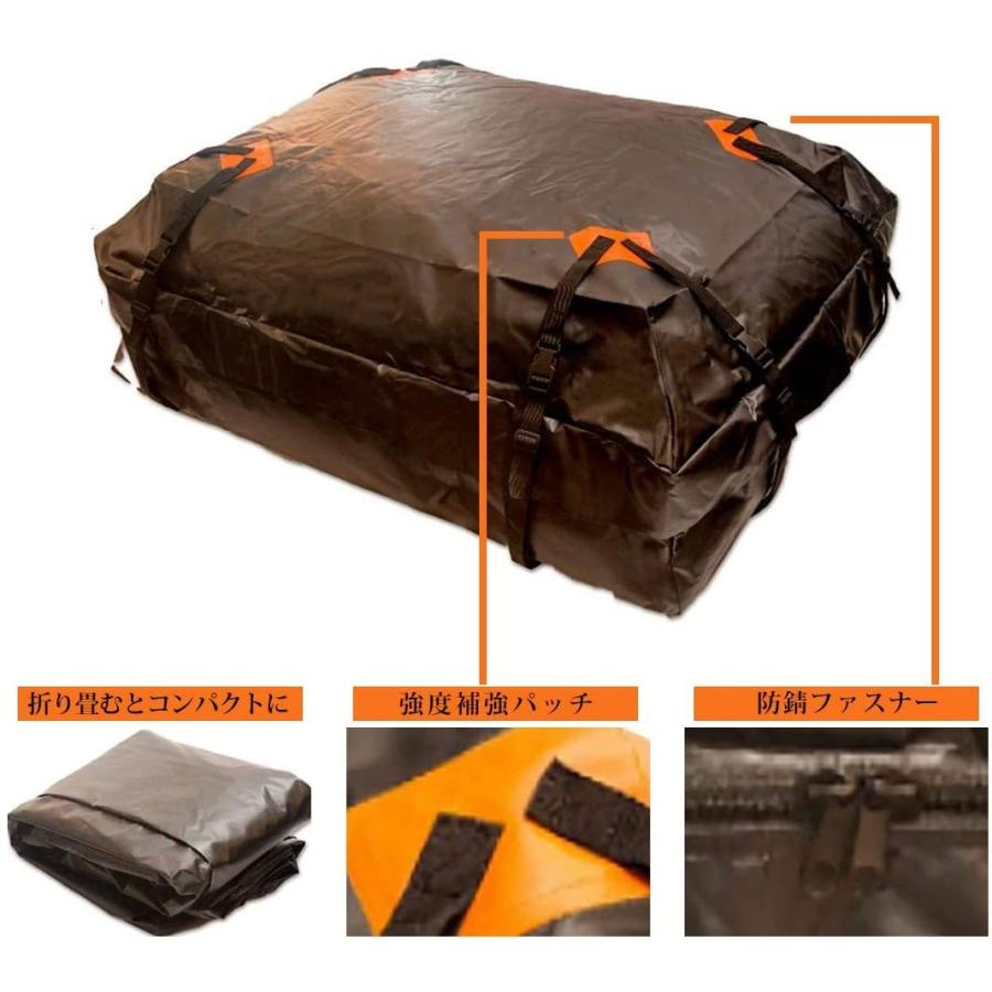 ルーフキャリアバッグ キャリアバッグ カーゴバッグ 屋根バッグ 折り畳み 大容量 取付簡単 防水加工 高強度500Dポリエステル 414L HID屋 | HID屋 | 05