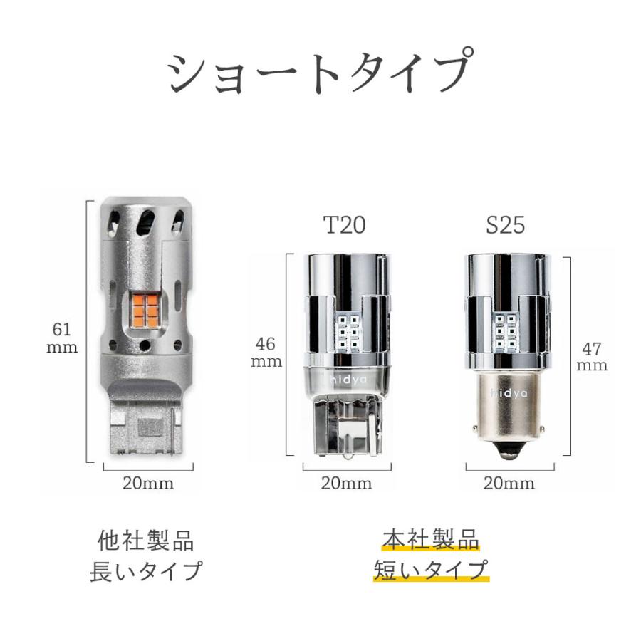 HID屋 【2点セット】T20 LED ウインカー アンバー 1800lm S25 12V 明るい ステルス ハイフラ防止抵抗内蔵 ショートタイプ 簡単取付 無極性 車検対応｜tradingtrade｜09